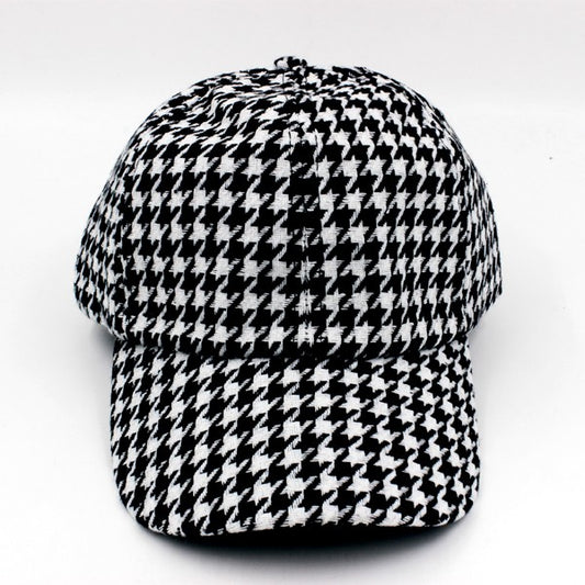 HOUNDSTOOTH CHECKERED CAP - Luxxfashions