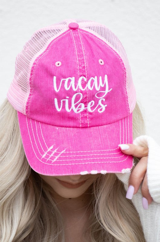 Vacay Vibes Embroidered Trucker - Luxxfashions