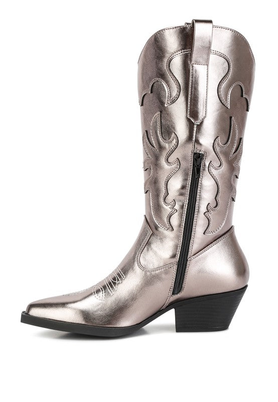 Cowboy Metallic Faux Leather Boots