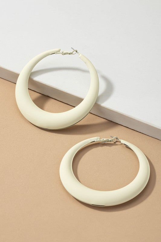 Large color coated puffy hoop earrings - Luxxfashions