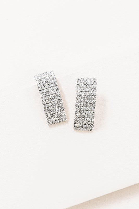 Rhinestone Curved Earrings - Luxxfashions