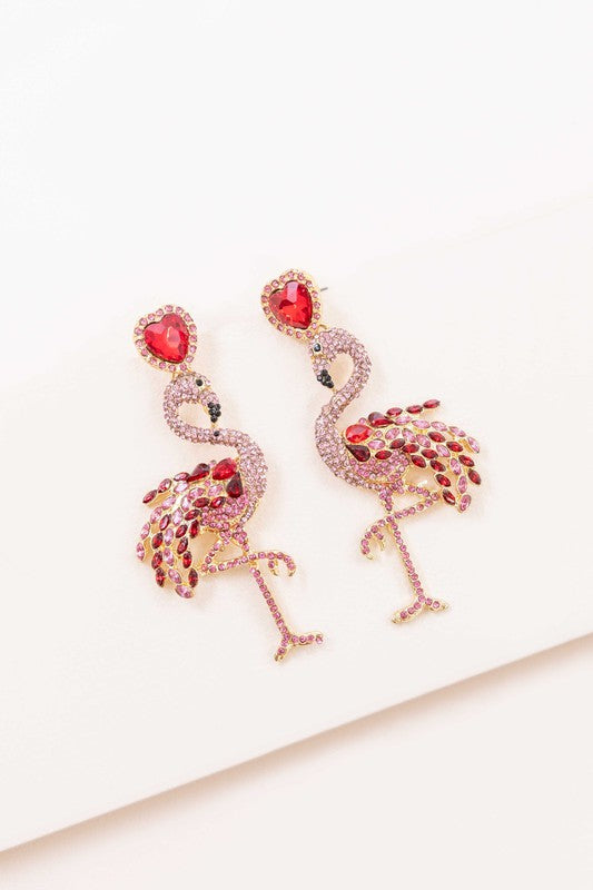 Pink Flamingo Drop Earrings - Luxxfashions