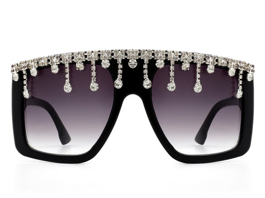 Oversize Square Rhinestone Fashion Sunglasses - Luxxfashions