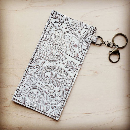 Leather Sunglasses Case Keychain-Oyster Paisley - Luxxfashions