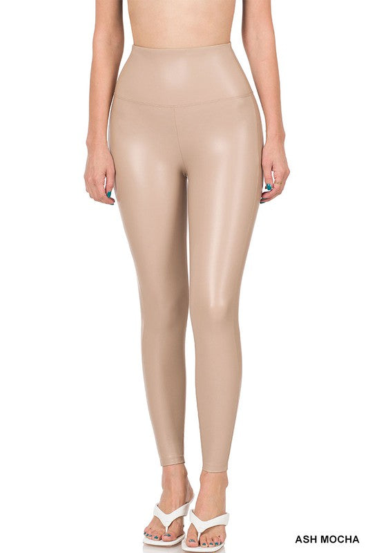 High Rise Faux Leather Leggings - Luxxfashions