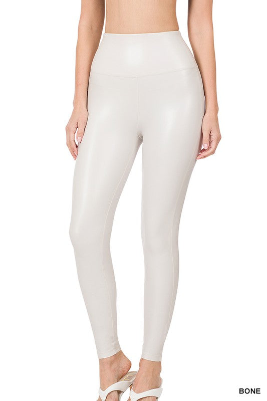 High Rise Faux Leather Leggings - Luxxfashions