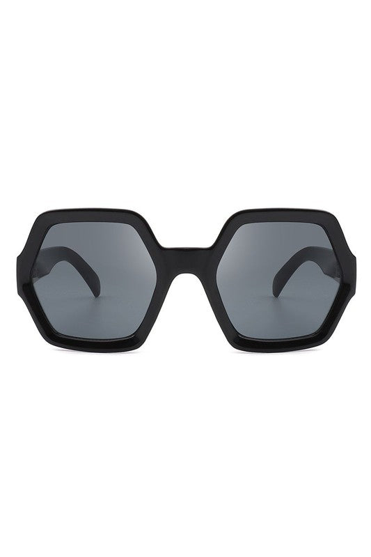 Square Oversize Geometric Hexagonal Sunglasses - Luxxfashions