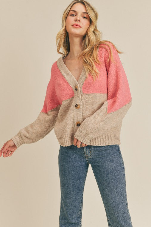 Color block Cardigan Sweater