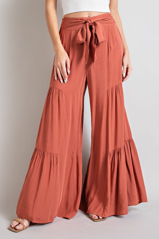 Tiered Wide Pants - Luxxfashions