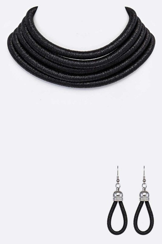 Layer Cording Magnetic Collar Necklace Set