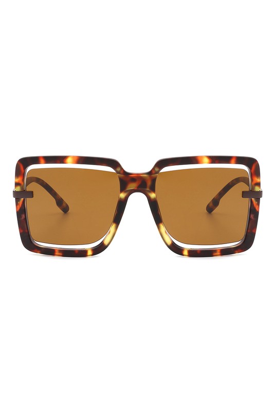 Oversize Square Large Cut-Out Fashion Sunglasses - Luxxfashions