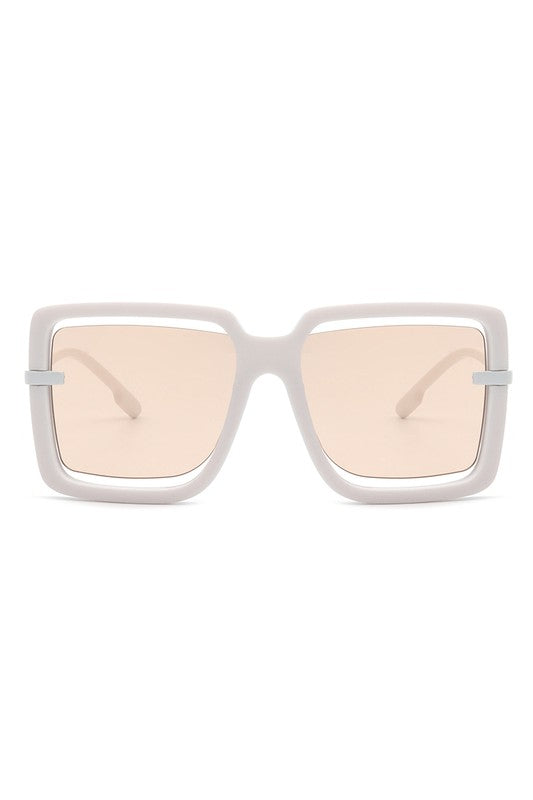 Oversize Square Large Cut-Out Fashion Sunglasses - Luxxfashions