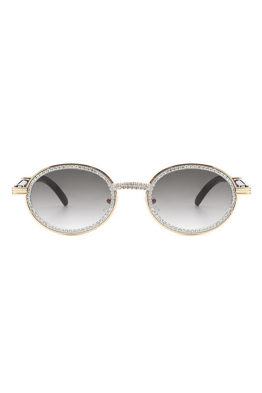 Round Circle Retro Glitter Fashion Sunglasses - Luxxfashions