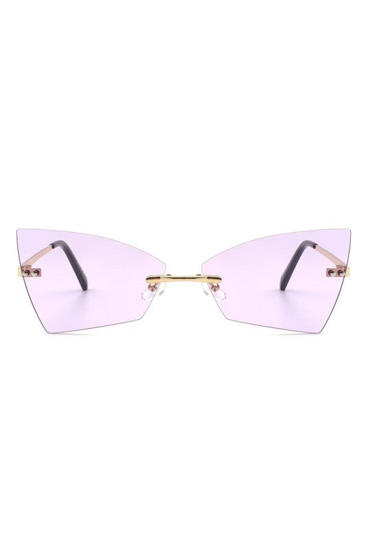Rimless Geometric Triangle Fashion Sunglasses - Luxxfashions