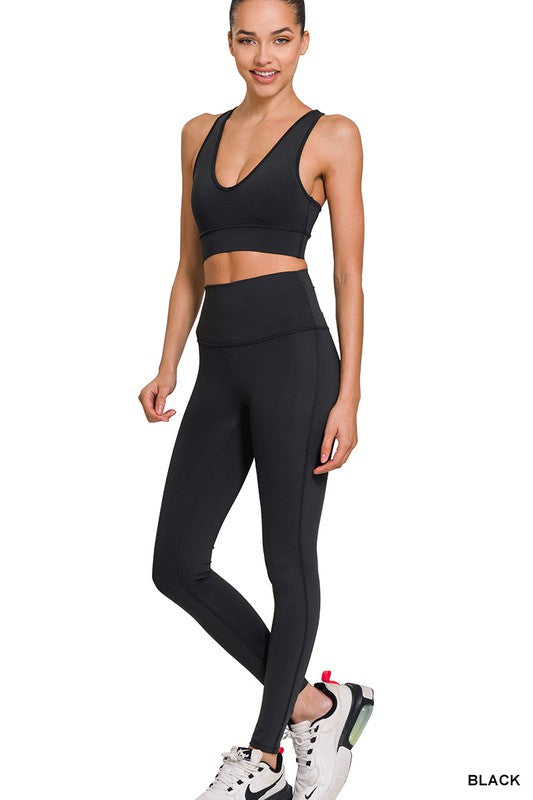Athletic Racerback Tank Top and Leggings Set - Luxxfashions