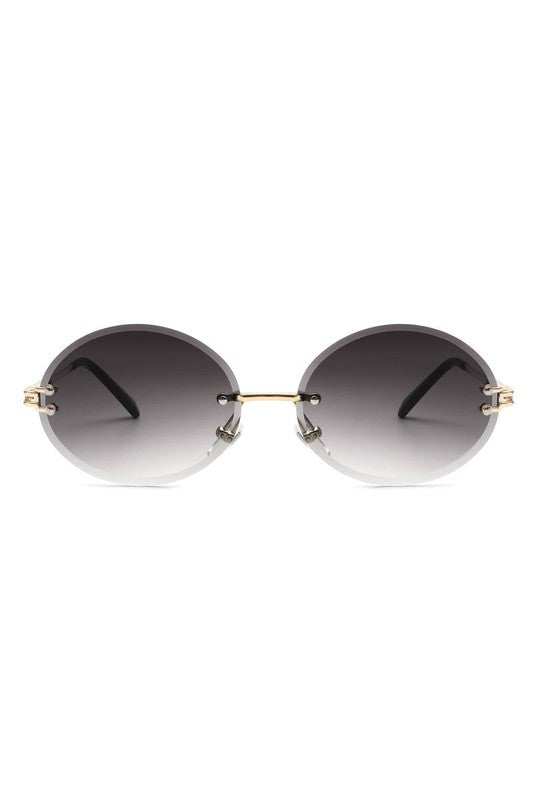 Round Oval Rimless Circle Vintage Sunglasses - Luxxfashions