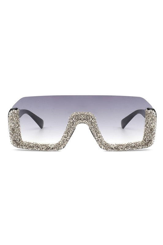 Square Half Frame Oversize Fashion Sunglasses - Luxxfashions