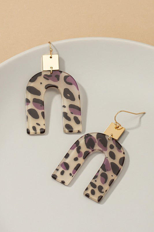 Animal print arch drop earrings - Luxxfashions