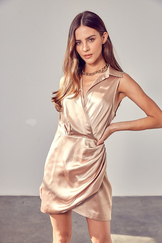 Collar Wrap Dress - Luxxfashions