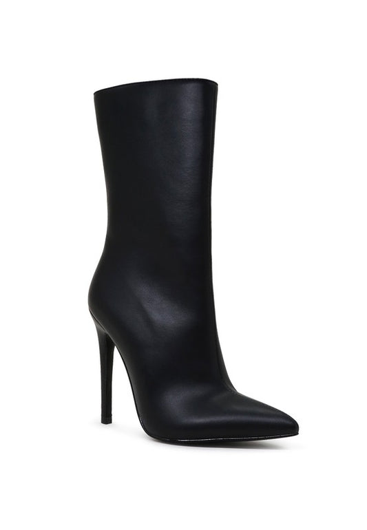 MICAH POINTED STILETTO HIGH ANKLE BOOTS - Luxxfashions