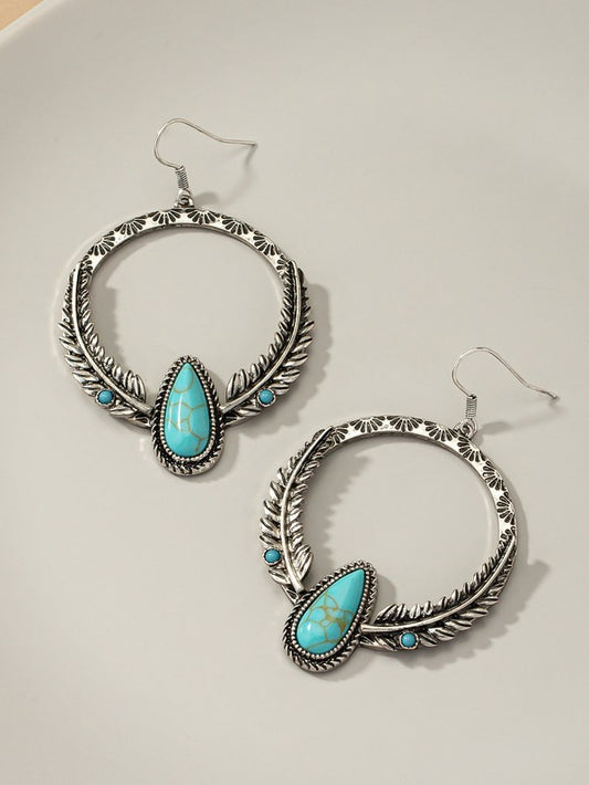 Boho distressed feather circle earrings - Luxxfashions