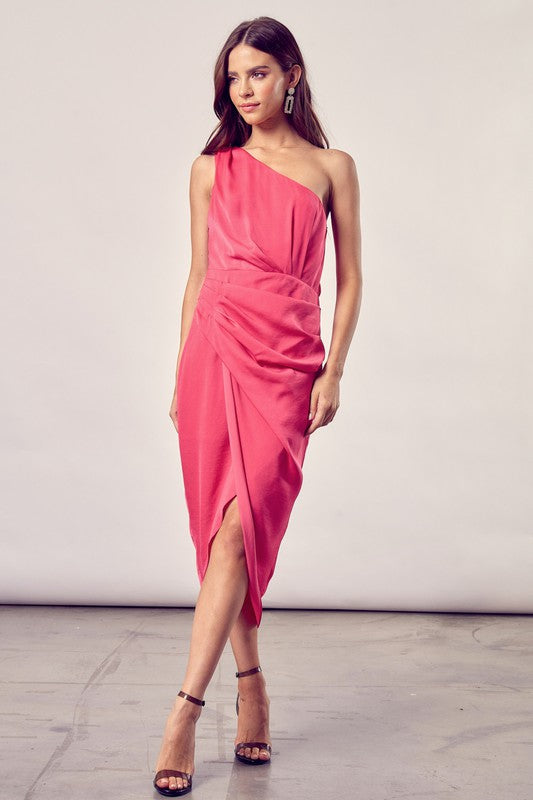 One Shoulder Wrap Dress - Luxxfashions
