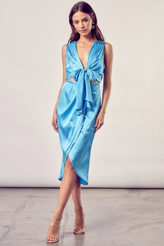 Front Slit Wrap Dress - Luxxfashions
