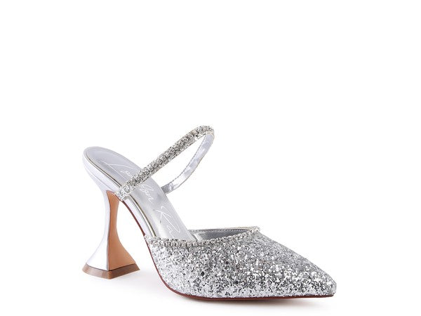 IRIS Glitter Spool Heel Sandal - Luxxfashions
