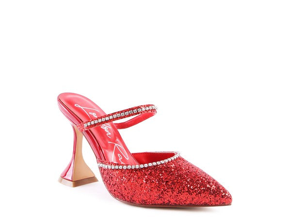 IRIS Glitter Spool Heel Sandal - Luxxfashions