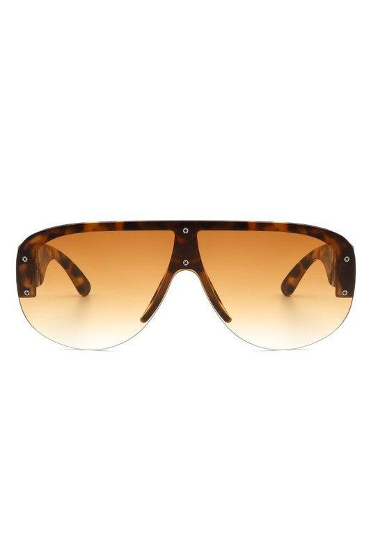 Half Frame Retro Oversize Aviator Sunglasses - Luxxfashions