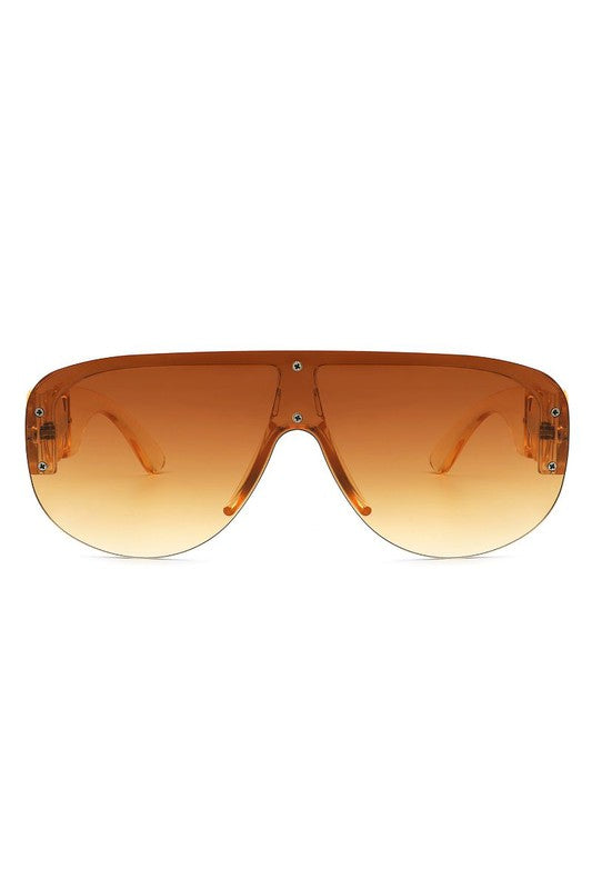 Half Frame Retro Oversize Aviator Sunglasses - Luxxfashions