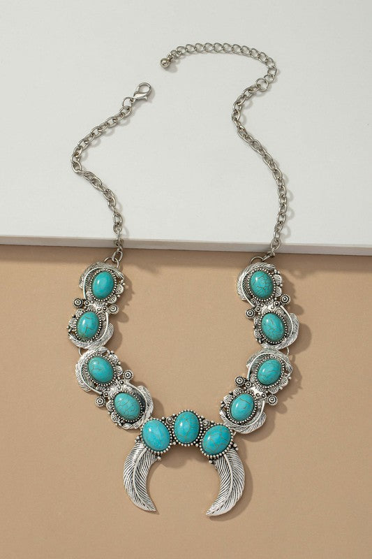 Boho statement necklace with turquoise stones - Luxxfashions