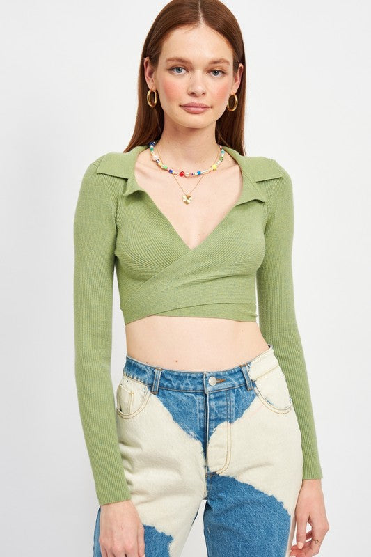 LONG SLEEVE CROPPED TOP - Luxxfashions