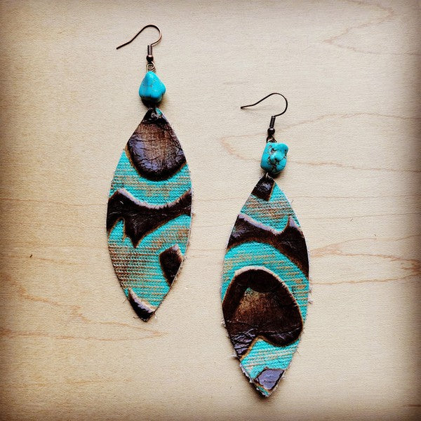 Oval Earrings in Turq Laredo w/ Turquoise Accent - Luxxfashions