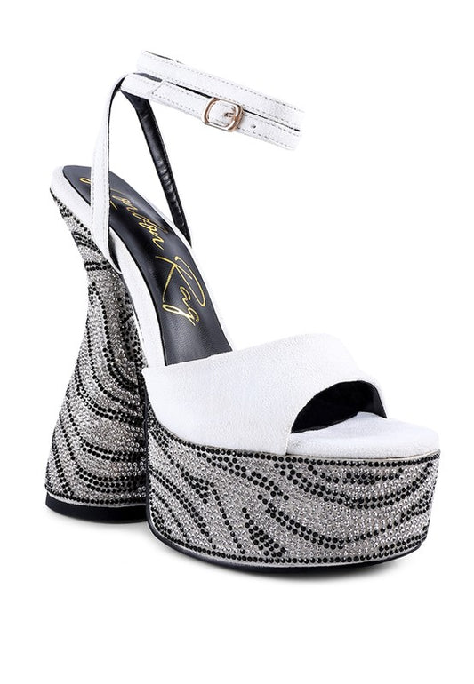 BACKSTAGE ULTRA HIGH PLATFORM DIAMANTE SANDALS - Luxxfashions