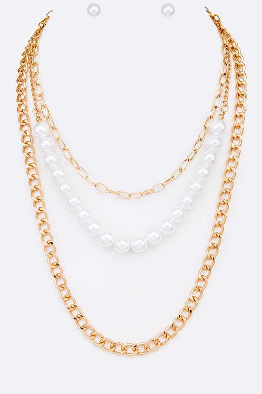 Layered Pearl Necklace Set
