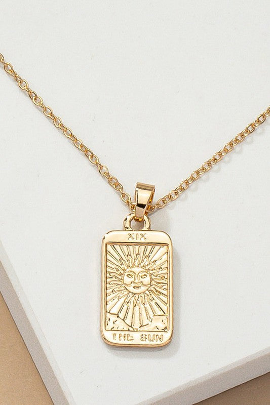 The Sun tarot card pendant necklace - Luxxfashions