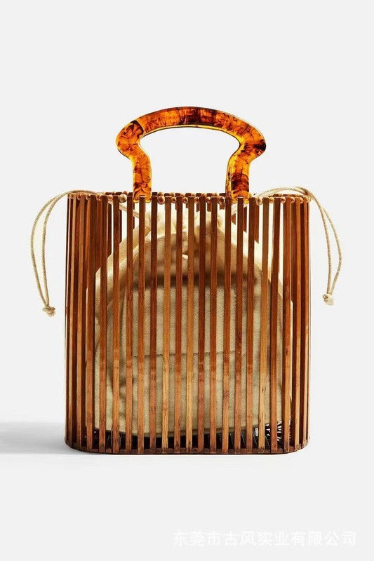 Vintage Bamboo Woven Handbag - Luxxfashions