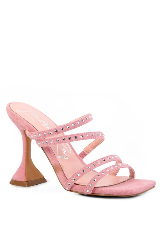 FACE ME STUDDED MID HEEL MULTI STRAP SANDALS - Luxxfashions