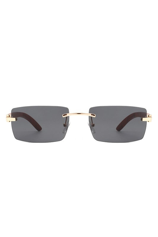 Rectangle Rimless Retro Tinted Sunglasses - Luxxfashions