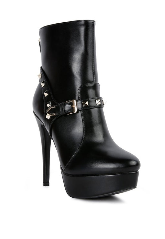 DEJANG Metal Stud faux Leather Ankle Boot - Luxxfashions