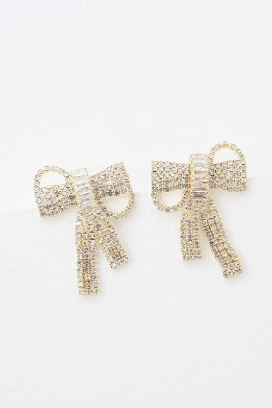Crystal Bow Earrings - Luxxfashions