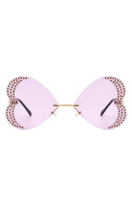 Rimless Butterfly Tinted Fashion Women Sunglasses - Luxxfashions