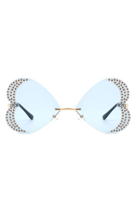 Rimless Butterfly Tinted Fashion Women Sunglasses - Luxxfashions