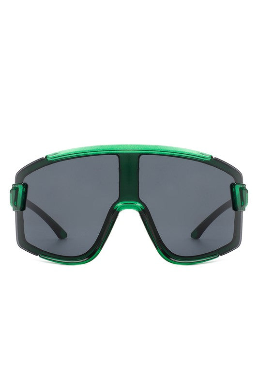Oversize Sporty Square Chunky Shield Sunglasses - Luxxfashions