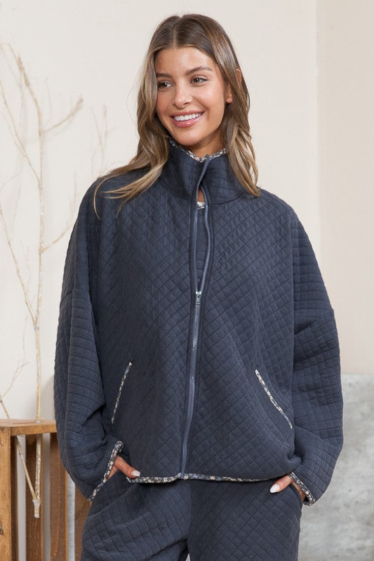 Quilt Jacket with Pockets - Luxxfashions