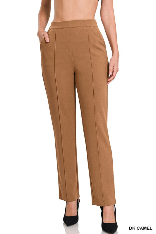 Stretch Pull On Scuba Crepe Dress Pant - Luxxfashions