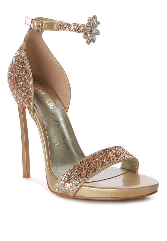 Straight Fire High Heeled Glitter Sandals - Luxxfashions