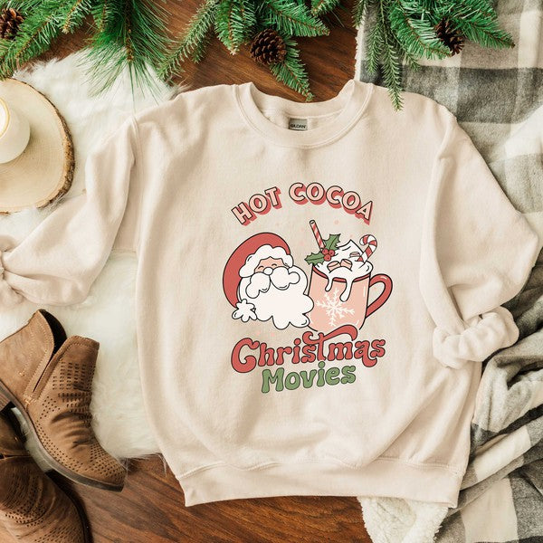 Retro Hot Cocoa Christmas Movies Sweatshirt - Luxxfashions