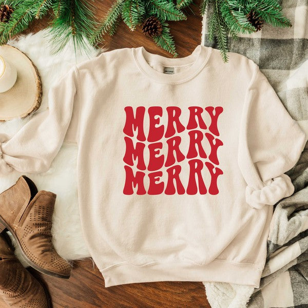 Merry Stacked Graphic Sweatshirt - Luxxfashions